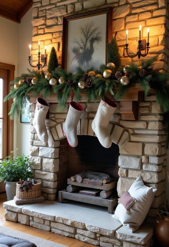farmhouse christmas fireplace decor