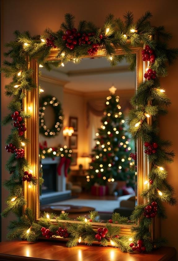 festive christmas mirror decor