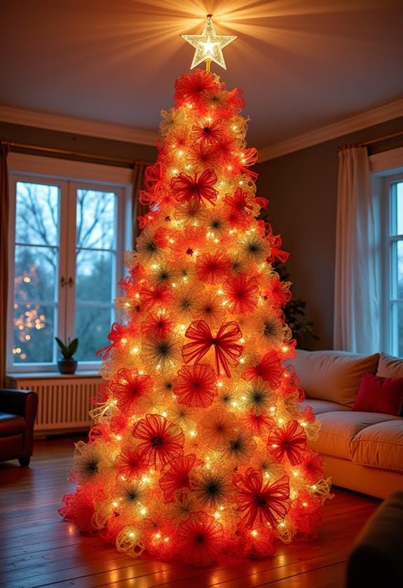 festive decorated ribbon tree