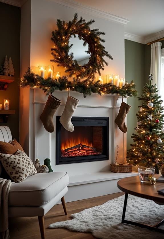 festive electric fireplace decor