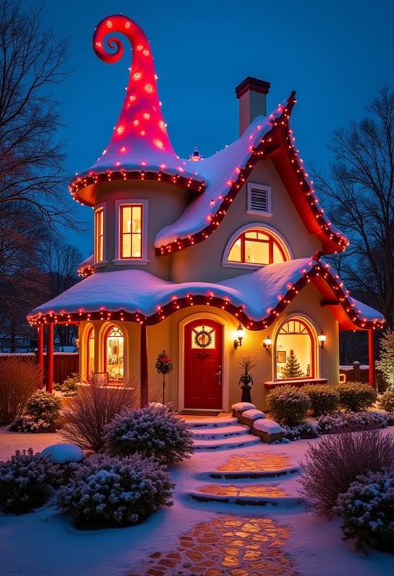 festive grinch themed outdoor illumination