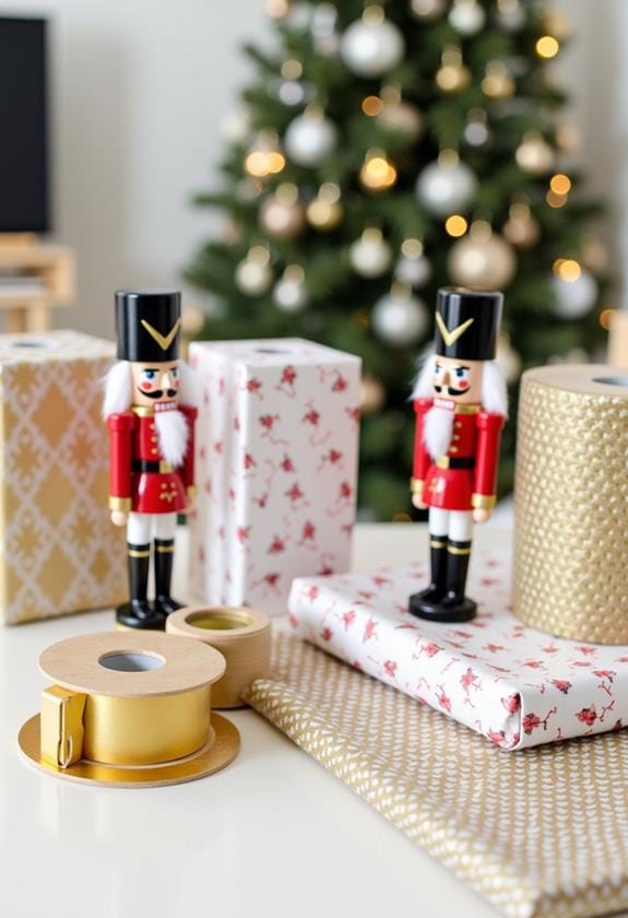 festive nutcracker wrapping station