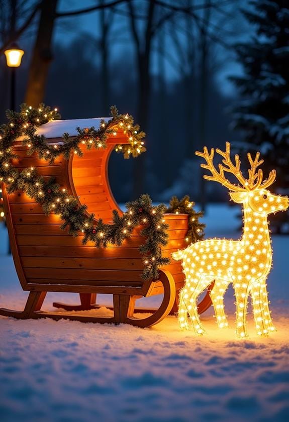 festive outdoor sleigh displays