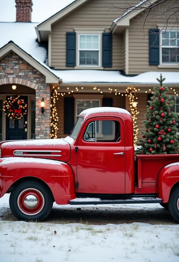 festive outdoor truck decor