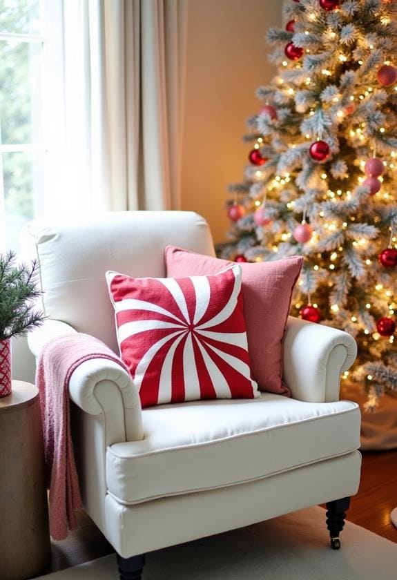 festive peppermint bark pillows