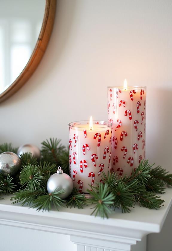 festive peppermint candle holders