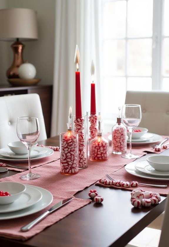 festive peppermint table decor