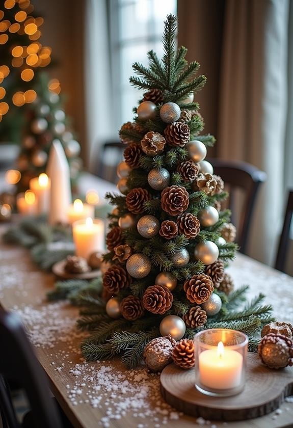 festive pinecone ornament display
