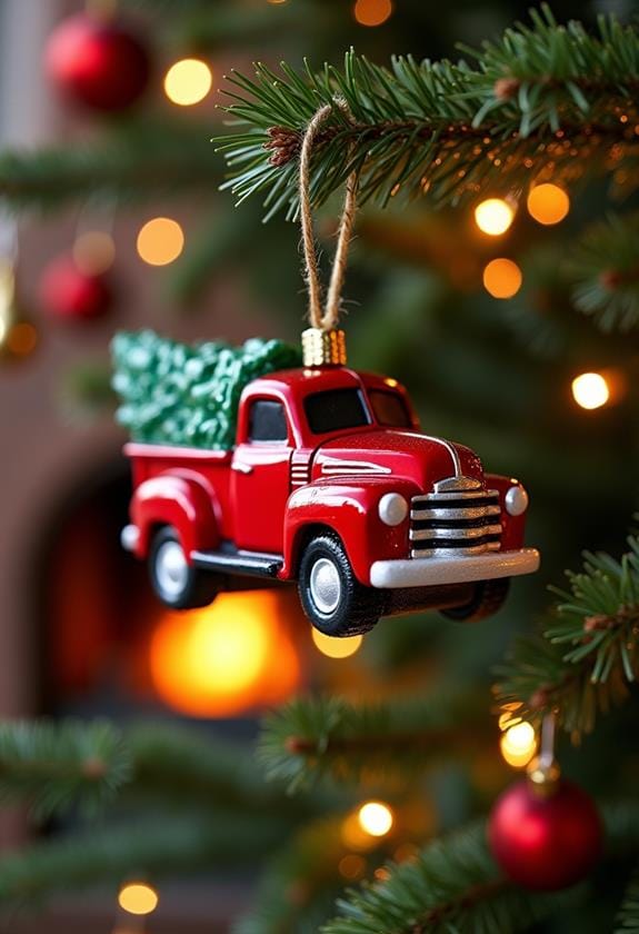 festive red truck decorations