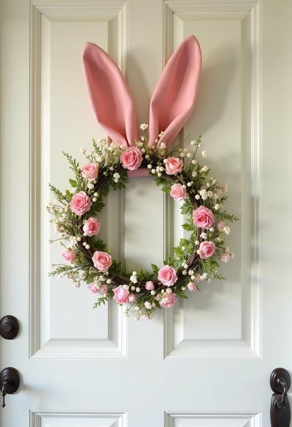 floral bunny wreath decor