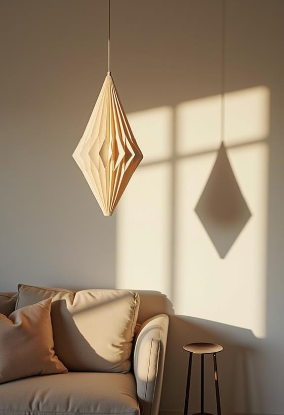 folded paper light fixture