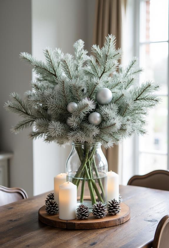 frosted pine branch decor