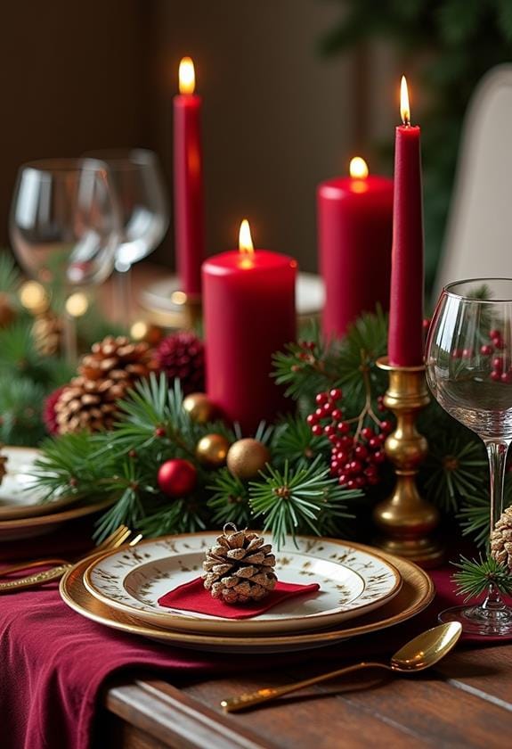 gilded pinecone table decoration