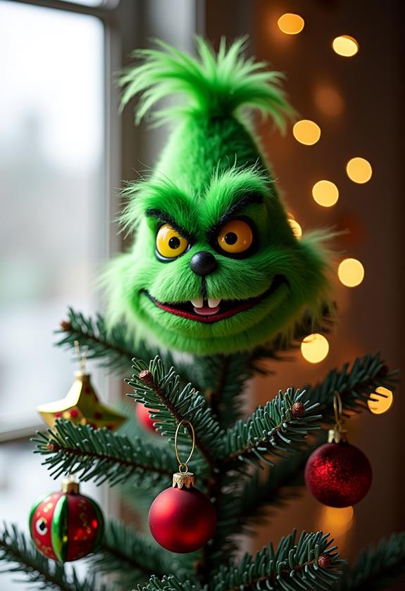 grinch themed tree topper creation