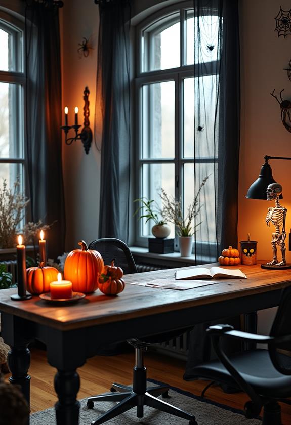 halloween decor workspace transformation