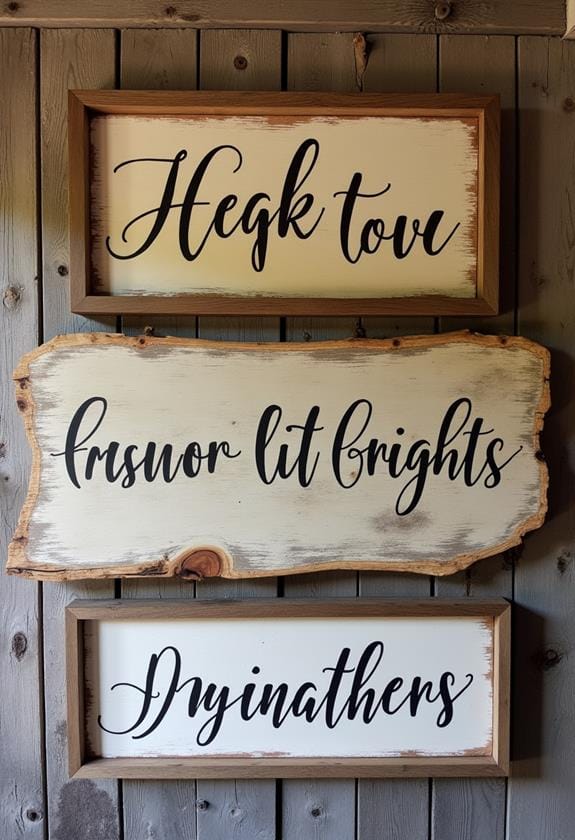 handcrafted rustic burned signs