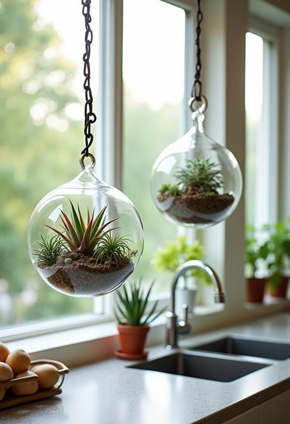 hanging glass plant display