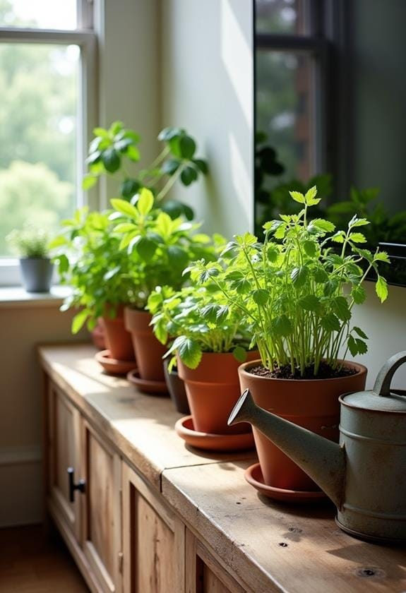 herb pots garden showcase