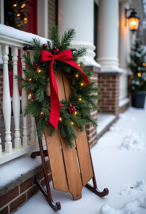 holiday decorated front porch