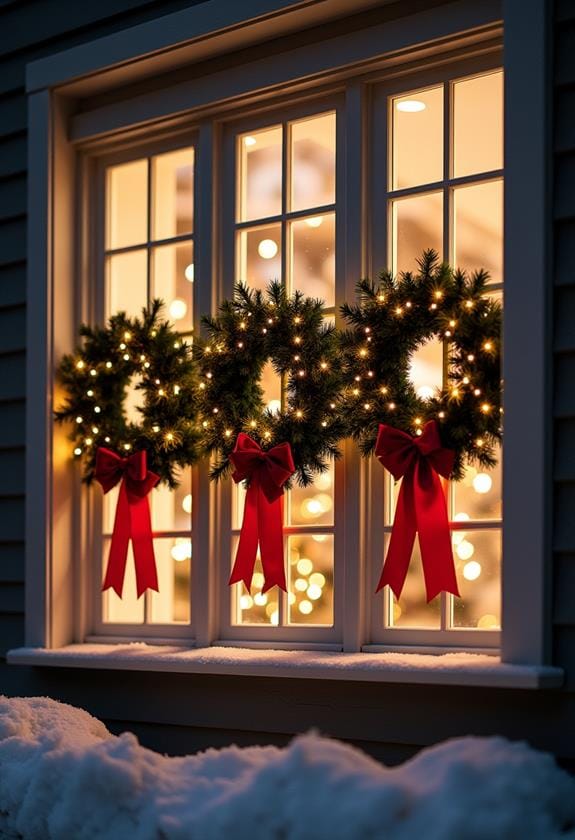holiday decorated window wreaths