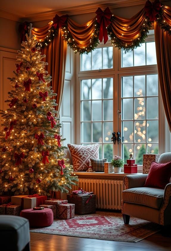 holiday themed window decor