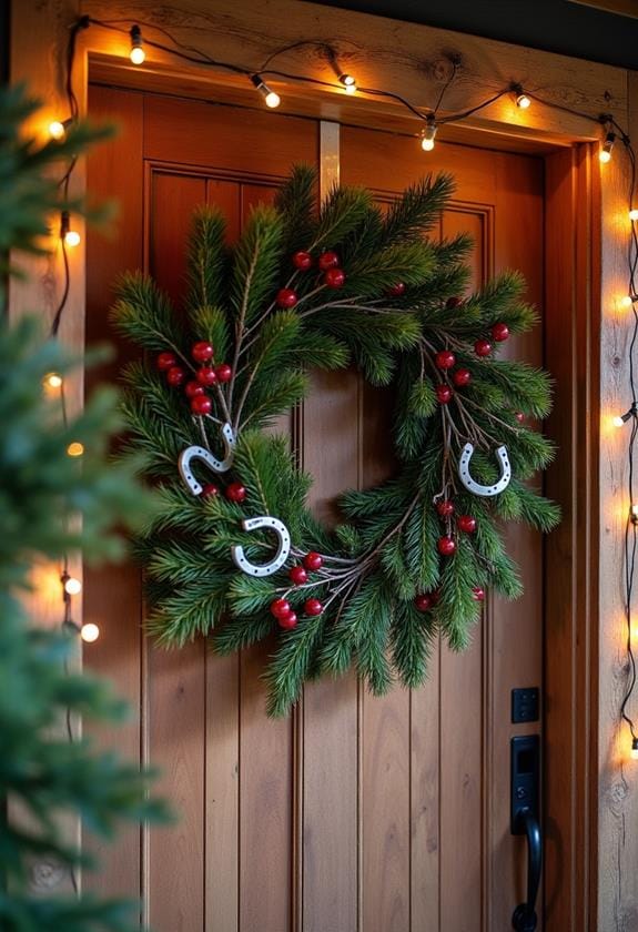 horseshoe decorated rustic wreath