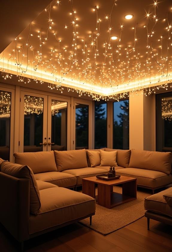 illuminated suspended light installation