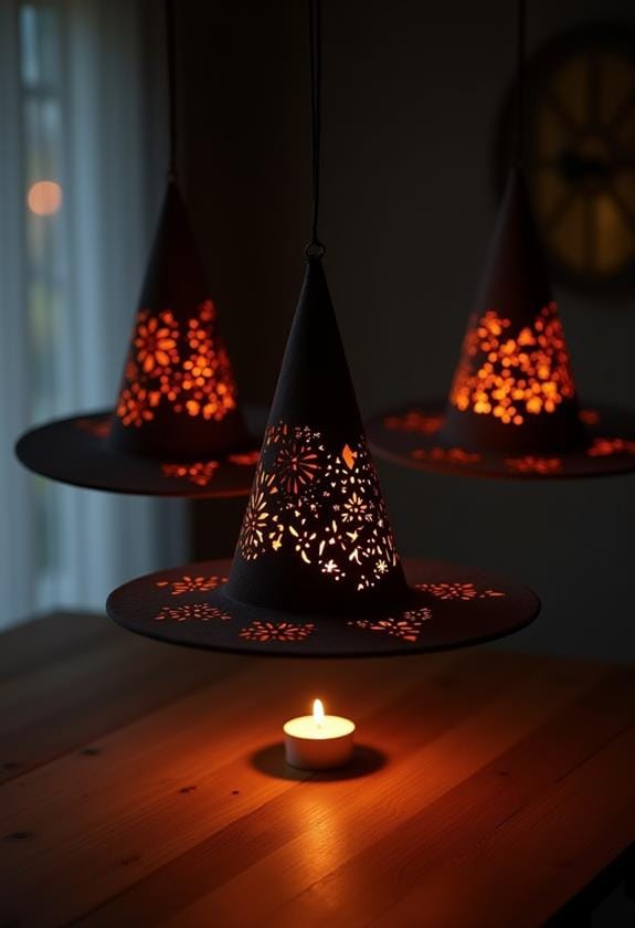 illuminated witch hat decorations