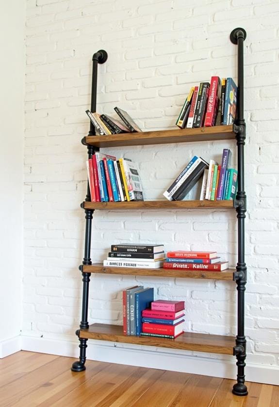 industrial pipe ladder shelf