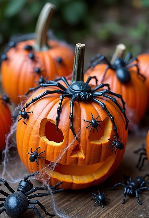 infested pumpkins with creepy crawlers