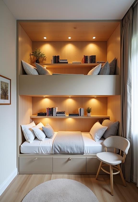 loft bed with bookshelf