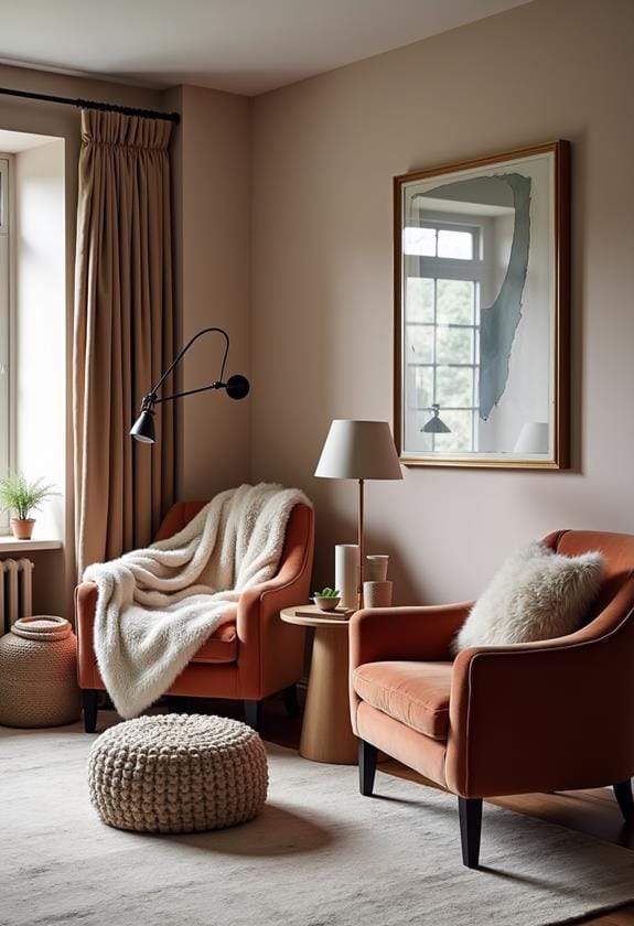 luxurious soft textiles layering