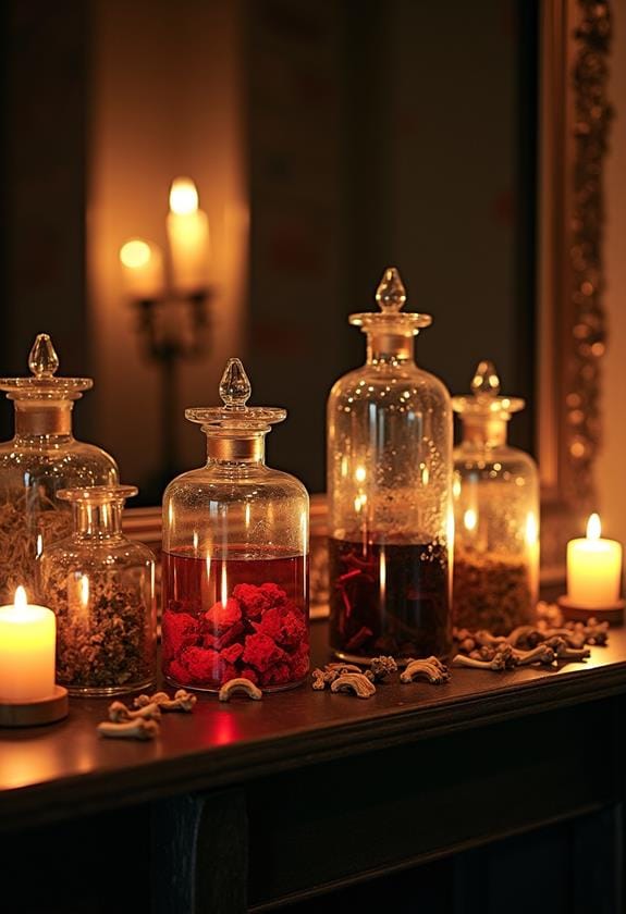 mysterious apothecary jars arranged