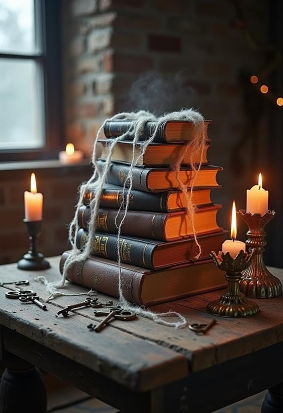 mysterious literary display scene