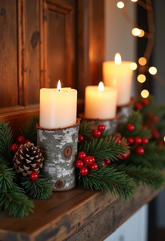 natural birchbark candle holders