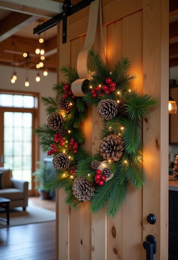 natural pinecone door decor