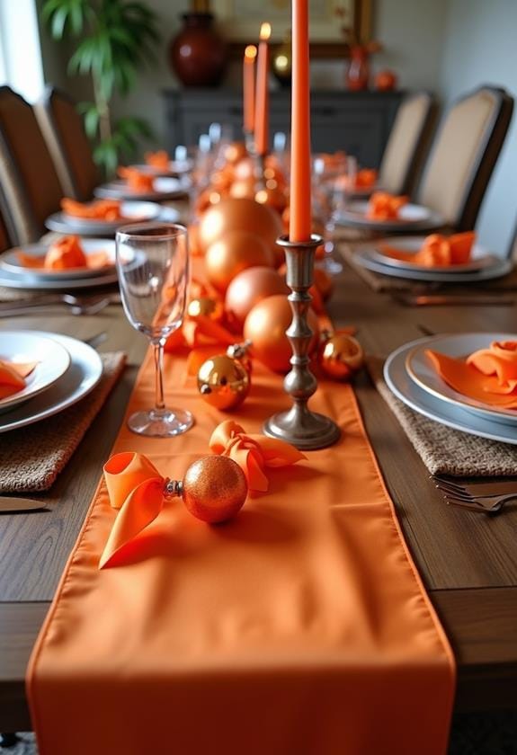 orange ribbon table decor