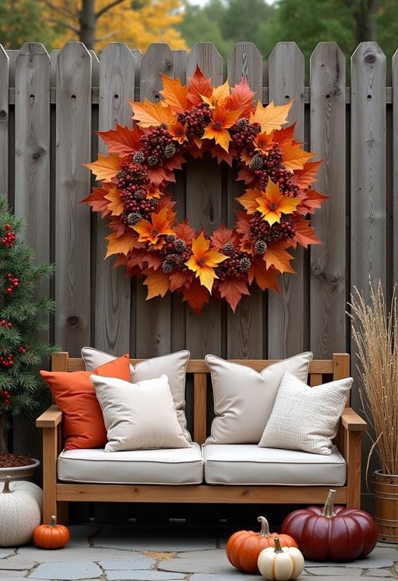 outdoor autumn wreath decor