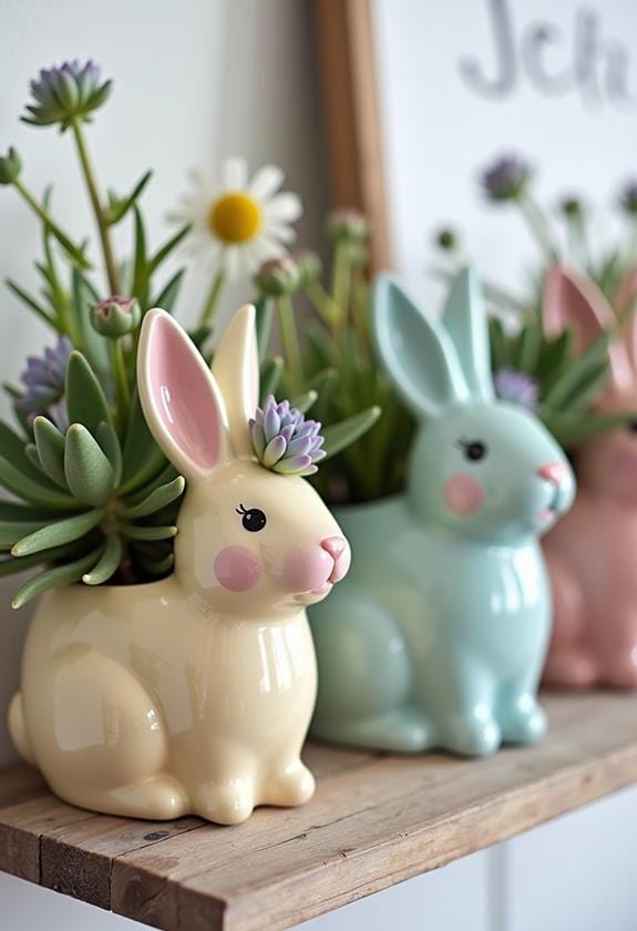 pastel bunny planters collection