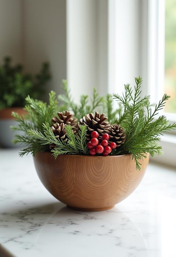 pinecone greenery home decor