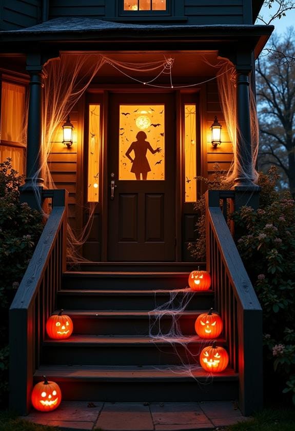 porch adorned with spiderwebs
