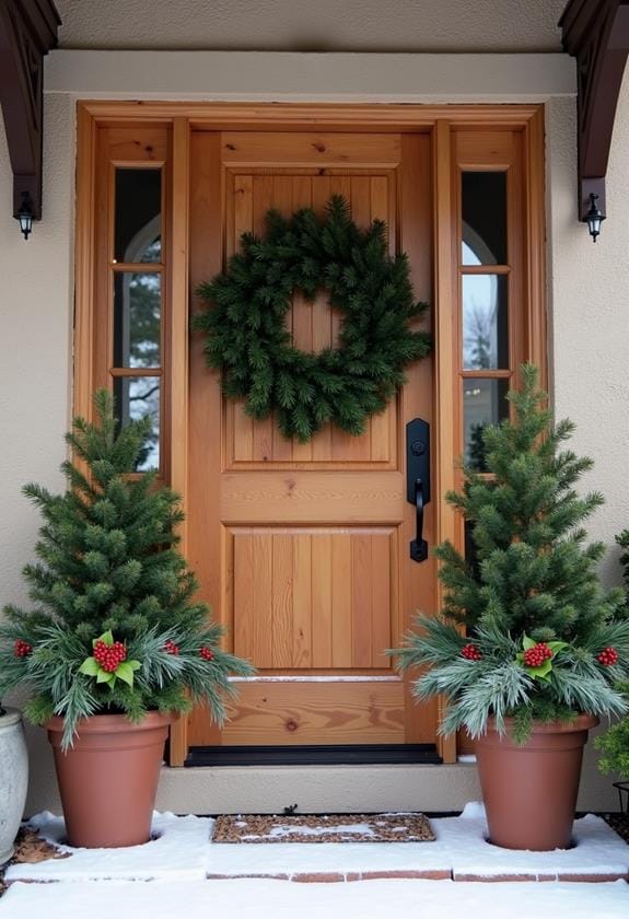 potted evergreen plant displays
