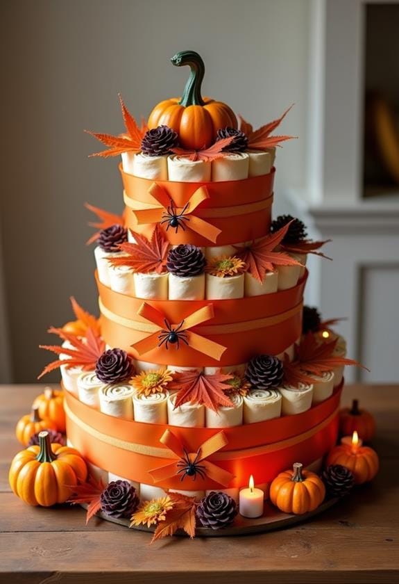 pumpkin diaper cake centerpiece
