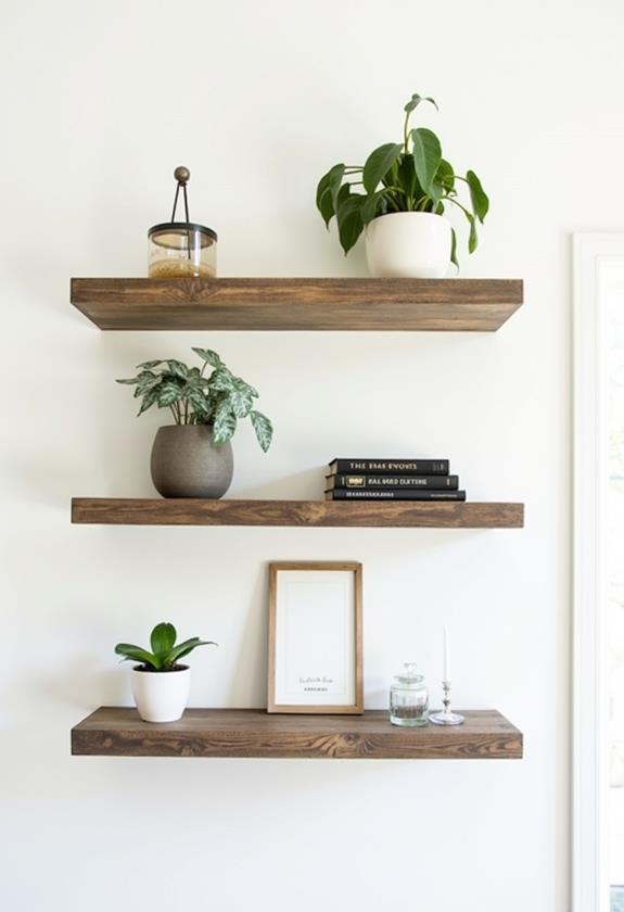 reclaimed wood floating shelves