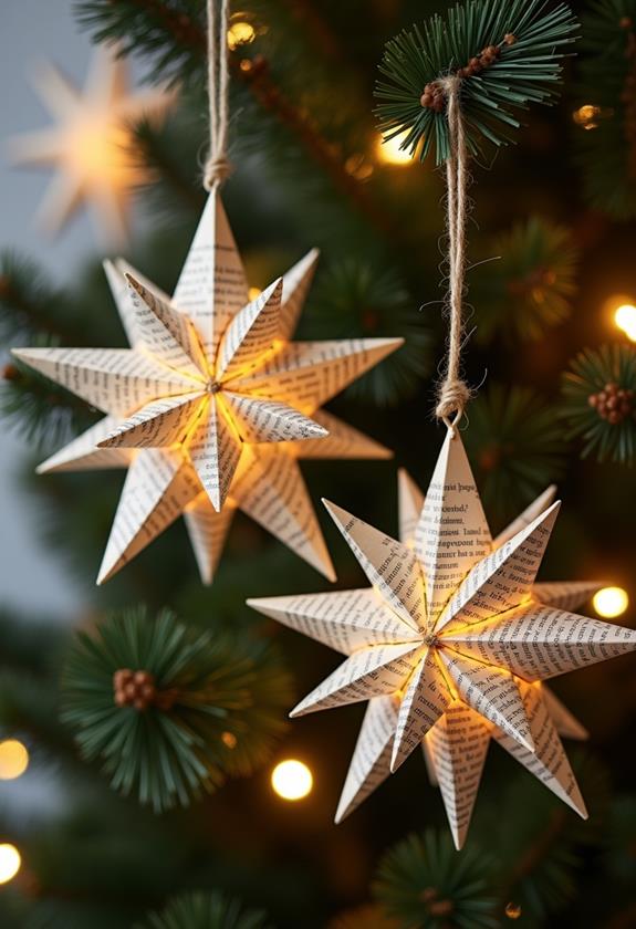 recycled literary star decorations