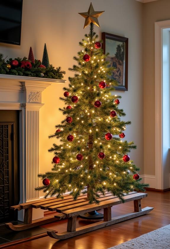 recycled sled holiday decor