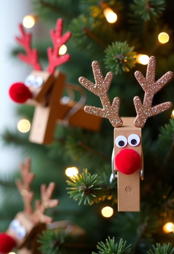 reindeer themed clothespin clips