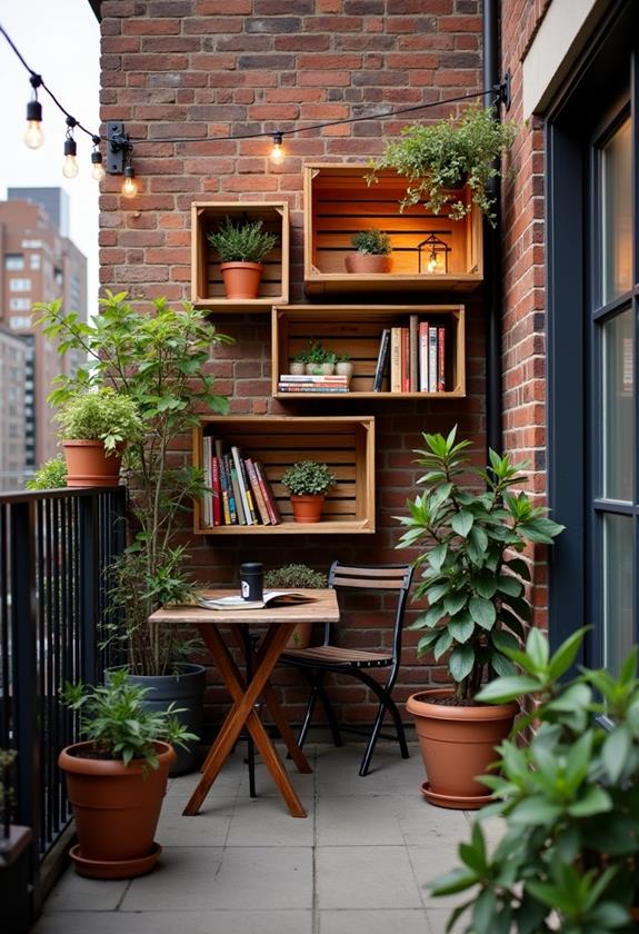 repurposed crates for shelving