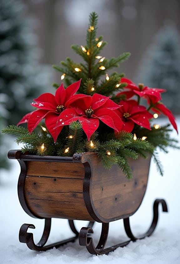 repurposed sleigh holiday decor