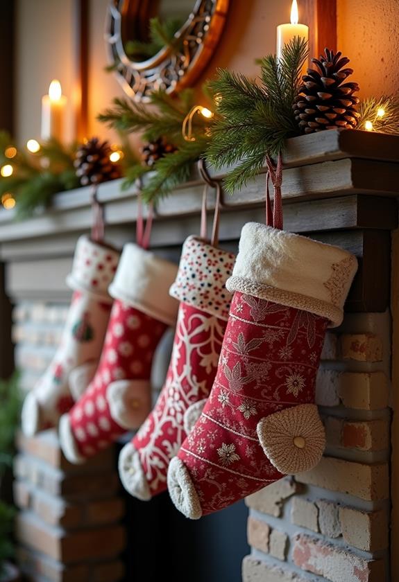 retro quilted christmas stockings